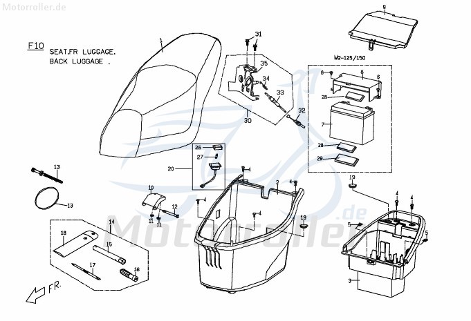 PGO Stauraumbeleuchtung G-Max M2681020000 Motorroller.de Lampe Licht Leuchte Helmfach Staufach