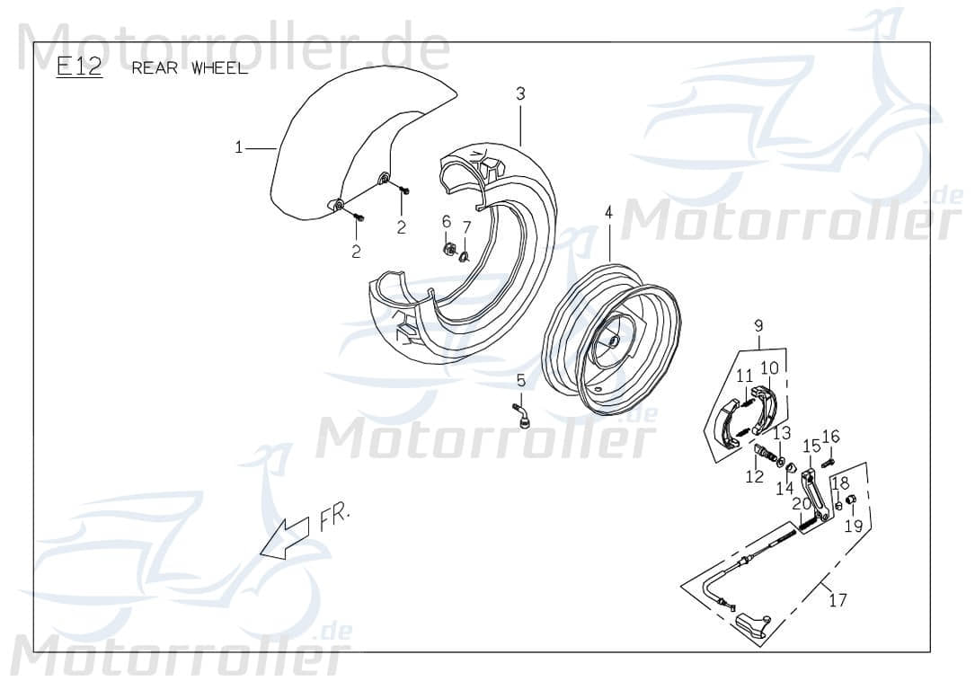 PGO Rodoshow 50 Bremszug hinten Bowdenzug Bremsleitung 50ccm 2Takt P5544401000 Motorroller.de Seilzug Bautenzug Bremsseil Bremskabel Brems-Zug Scooter