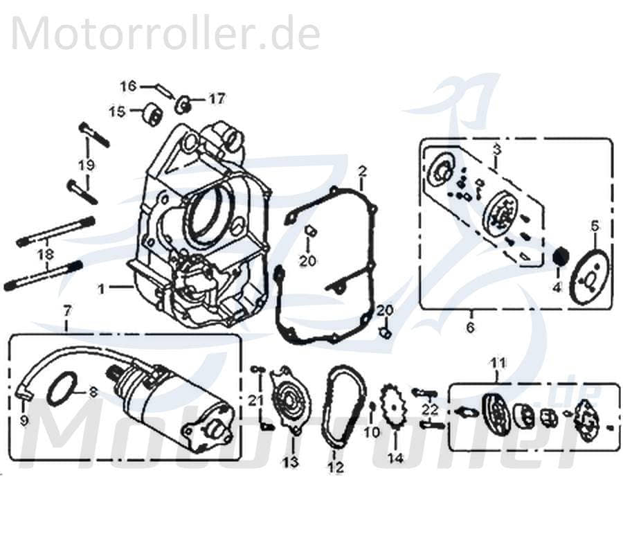 Kreidler Flory 125 Classic Kurbelgehäuse rechts GY7 125ccm 4Takt 742062 Motorroller.de Motorgehäuse Motorblock Scooter Original Ersatzteil