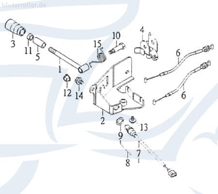 Kreidler Mustang 200 Schaltzug Schaltseil 200ccm 4Takt 94452 Motorroller.de Kupplungsseil Kupplungszug Kupplungsseilzug Kupplungsbautenzug Gangzug ATV