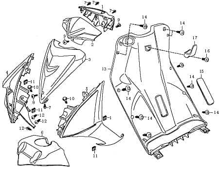 Frontverkleidung Wetterschutz Motorroller Rex 89733