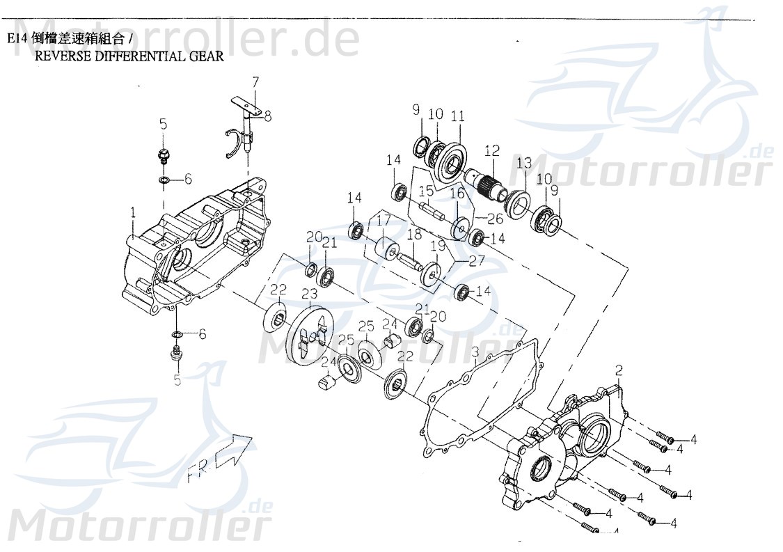 PGO Rückwärtsdifferentialgetriebedeckel Star 50 50ccm 2Takt Motorroller.de PGO 50ccm-2Takt Scooter Ersatzteil Service Inpektion Direktimport