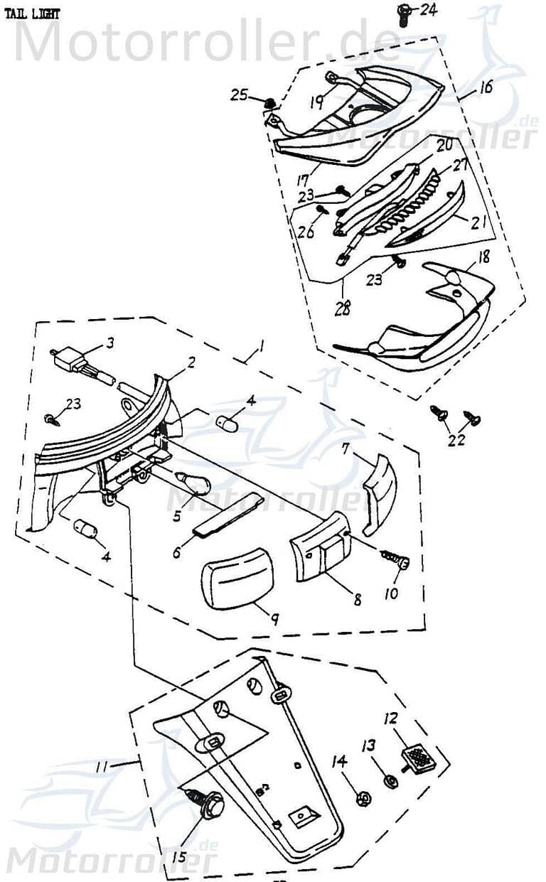 Rücklichtträger Adly Cat 50 Scooter 50ccm 33711-116-000 Motorroller.de Rücklichthalterung Fox Plus 50 FP-50 Moped Ersatzteil Service Inpektion