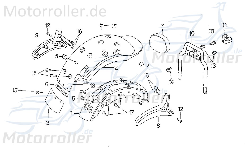 SMC Chopper 125 Polster-Sitzlehne 125ccm 4Takt 52750-CHP-00 Motorroller.de Scooter Ersatzteil Service Inpektion Direktimport