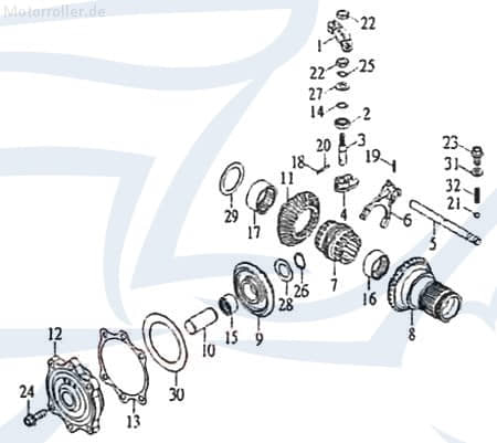 Kreidler Mustang 250 Schalthebelwelle 250ccm 4Takt 24216-CBW-00 Motorroller.de Achse Getriebeeingangswelle Antriebsachse Ausgangswelle Getriebewelle