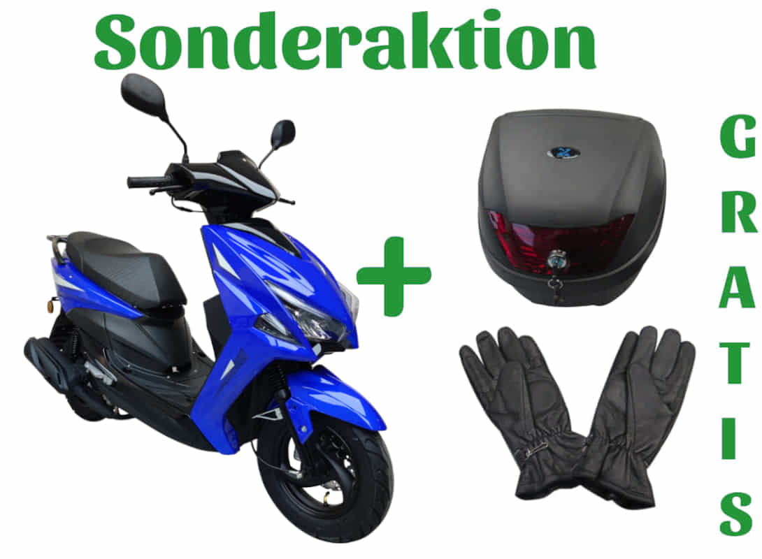 Motorroller GMX 460 Sport SF blau 25 km/h Euro 5 Mokick Scooter Roller