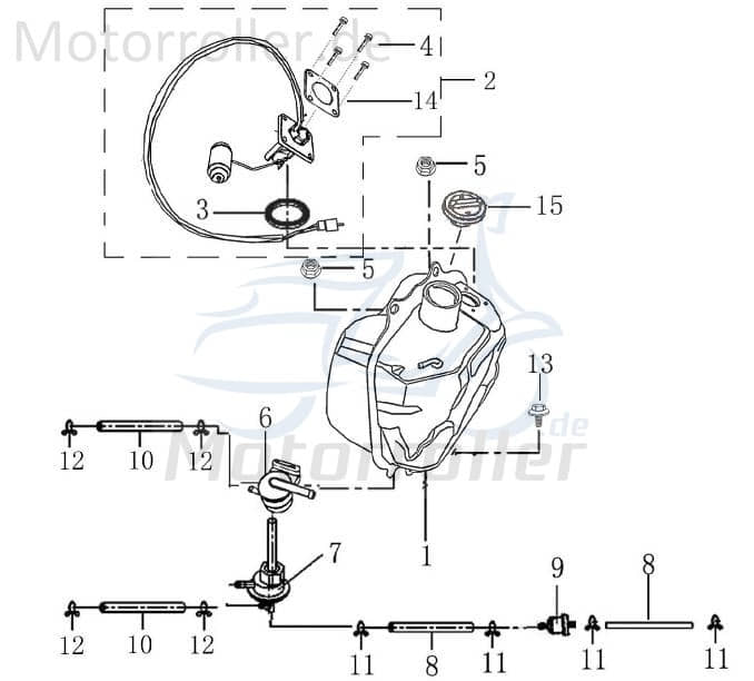 Rex RS460 Unterdruckhahn Benzinhahn Kraftstoffhahn Motorroller.de Kraftstoffventil 50ccm 4Takt 139QMB JSD50QT-13 50cc 4T 139QMA Benzin-Hahn