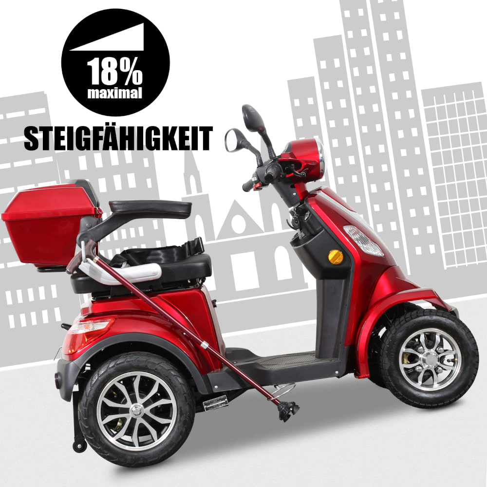 E-Quad Scoody E4 Shopper V2 25 km/h rot 1000 Watt Elektroroller Seniorenroller E-Scooter