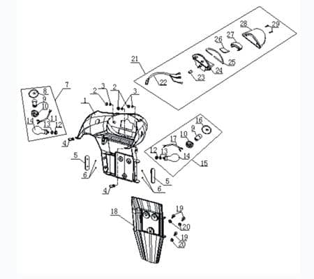 Rücklicht rot E-Marke Rex RS750 Rückleuchte 50ccm 4Takt Motorroller.de Rückstrahler Rück-Leuchte Rückleuchteneinheit Rückleuchten-Einheit 50ccm-2Takt