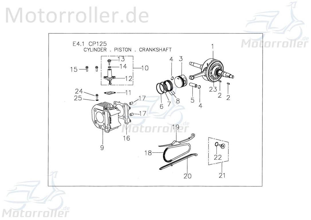 PGO T-Rex 125 Kurbelwelle Roller 125ccm 4Takt C1066502000 Motorroller.de Motorwelle Kolbenantriebswelle Crankshaft Kurbel-Welle Motor-Welle Scooter