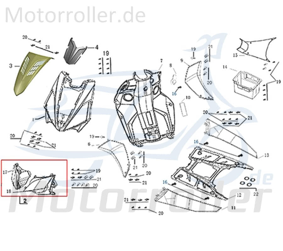 Kreidler Galactica 3.0 RS 50 Lüftungsgitter Frontverkleidung 741597 Motorroller.de Belüftungsgitte Lenkerverkleidung Luftgitter Dekorgitter
