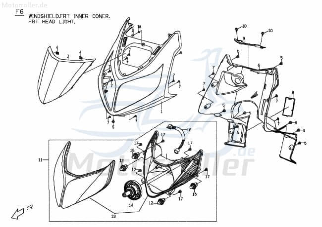 PGO Frontverkleidung G-Max Frontmaske M26210001N0 Motorroller.de Scheinwerferverkleidung Front-Cover Lenkerverkleidung Frontabdeckung Mokick