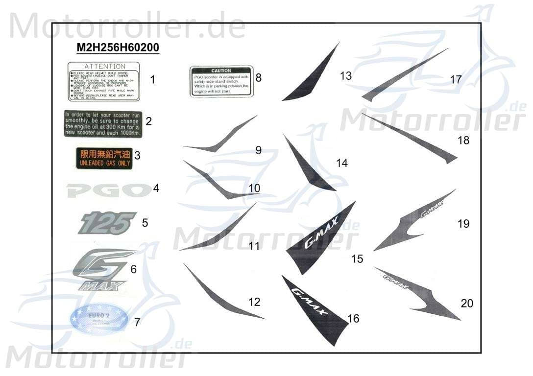 PGO Warnaufkleber TR3 50 Mofa Sticker Dekor C16030000001 Motorroller.de Klebeetikett Dreiradroller G-Max 125 Service