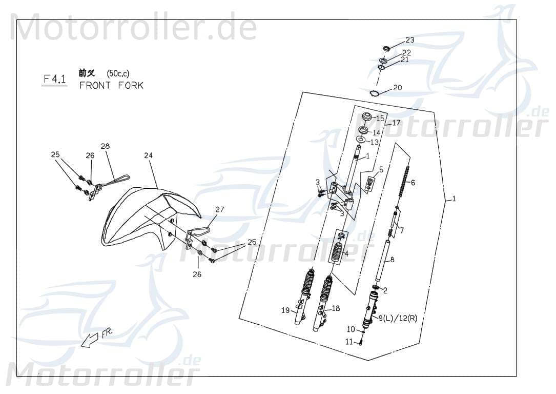 PGO Stoßdämpfer vorn rechts G-Max 50 Naked vorne Federbein M244C2200001 Motorroller.de Frontstoßdämpfer Gabelbein Vorderstoßdämpfer G-Max 50 25 km/h