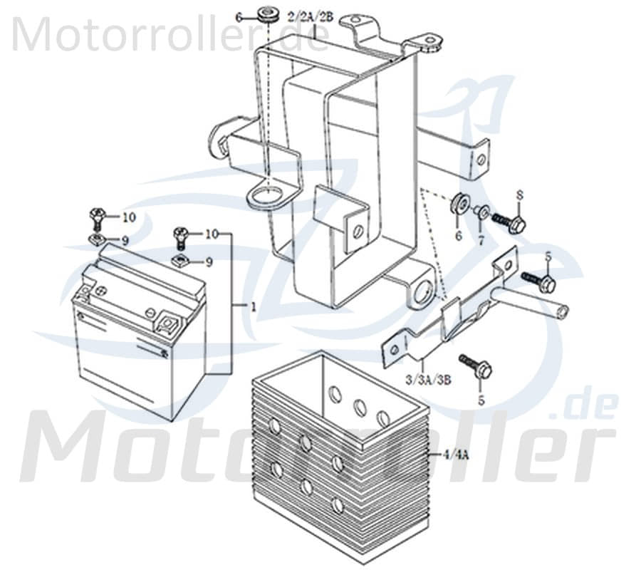 Batteriehalter Dice SM/GS 125i Oberteil inkl. 41540QLY2320 Motorroller.de Schrauben Scooter Moped Ersatzteil Service Inpektion Direktimport