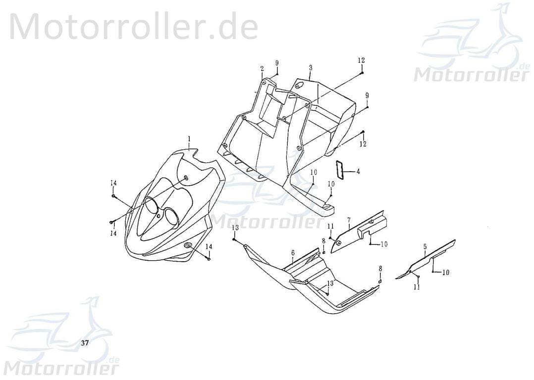 SMC Extra 50 Sport Seitenverkleidung 50ccm 2Takt 53392-PAF-00 Motorroller.de rechts Seitendeckel Seitenabdeckung Seitenleiste Seiten-Verkleidung