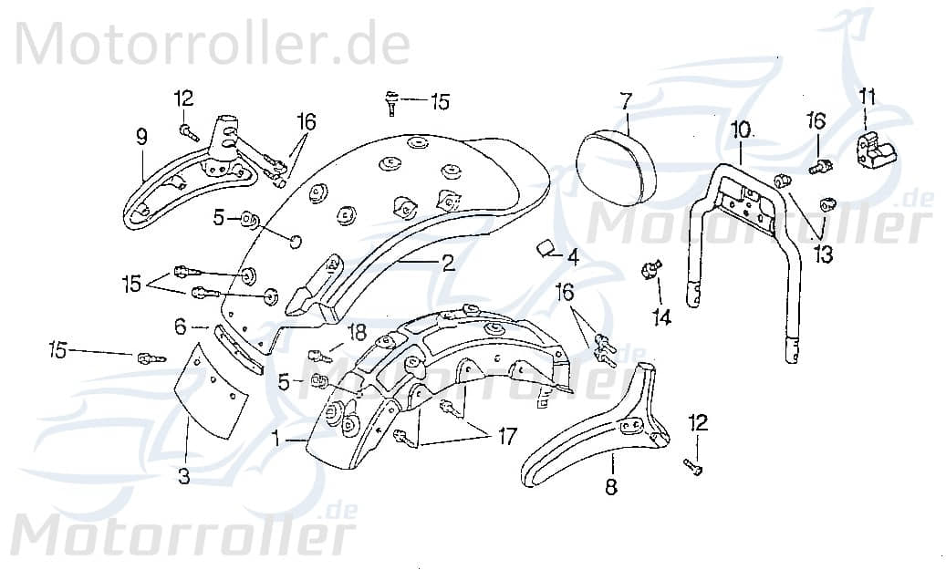 SMC Chopper 125 Kotflügel Roller 125ccm 4Takt 41441-CHP-00 Motorroller.de Spritzschutz Schutzblech Schutz-Blech Radabdeckung Innenkotflügel Radlauf