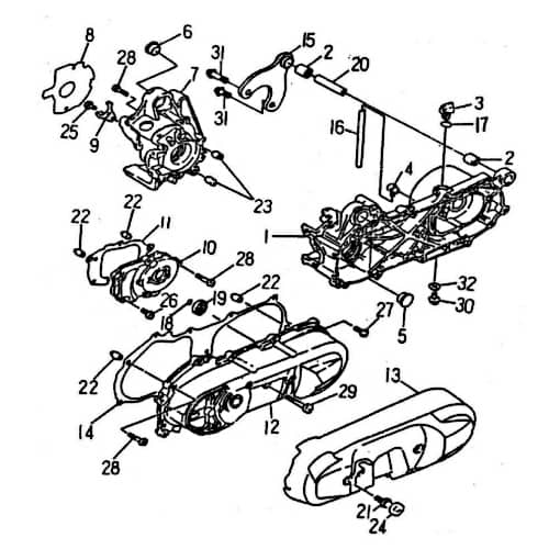 SMC Kurbelgehäuse rechts Rex Quad 50 ATV 50ccm 2Takt Motorroller.de Motorgehäuse Motorblock Minarelli liegend Quad Aspen 50 mit Rückwärtsgang