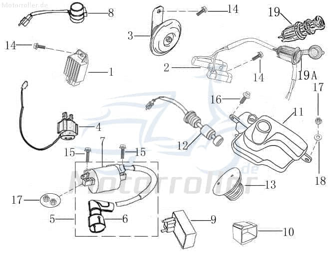 Steckdose 12V Jonway Galactica 2.0 RC 50 Scooter 1060017-2 Motorroller.de 50ccm-2Takt Kreidler Florett RS 50 DD Moped Ersatzteil Service Inpektion