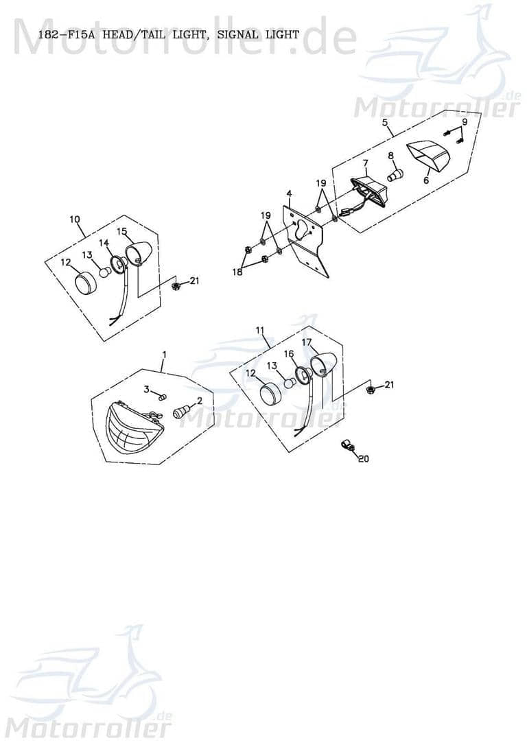 Adly Birne Standlicht 12V 5W vorn Leuchte Halogen 50ccm 2Takt Motorroller.de Glühbirne Leuchtmittel Strahler Halogenstrahler StandlichtBirne Quad ATV