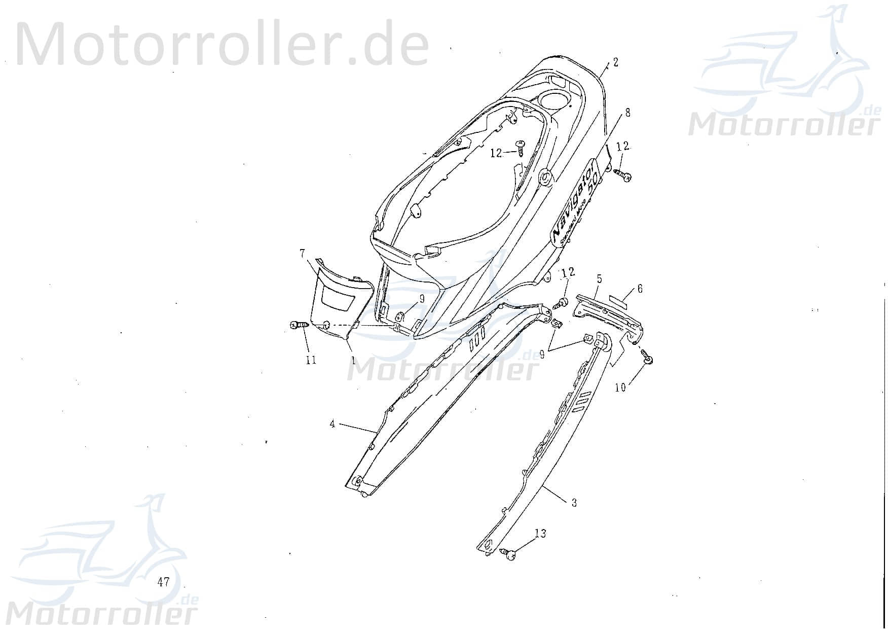 Dekor FLORETT 50 Verkleidung Heck Motorroller 75298