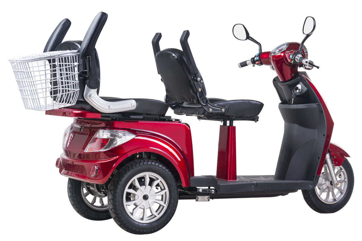 Dreirad Scoody E Trike ZT-18 25 km/h blau Bleisäure-Akku 1000 Watt Elektroroller E-Scooter E-Roller Dreiradroller Zweisitzer