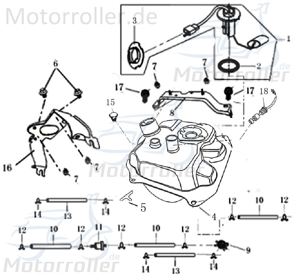 Rex RS400 Haltebügel 50ccm 4Takt Befestigung Halter Motorroller.de 139QMB JSD50QT-13 50cc 4T 139QMA Halterung Halteblech Halte-Blech