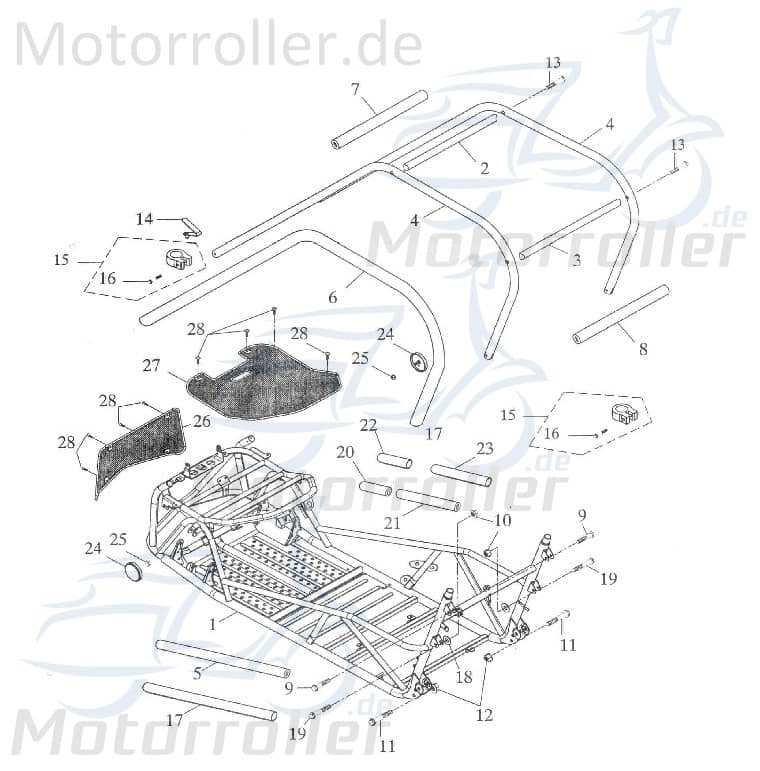 Adly Polster 730mm GK 125 Puffer Dämpfung Buggy 125ccm 4Takt Motorroller.de Polsterung 125ccm-4Takt Ersatzteil Service Inpektion Direktimport