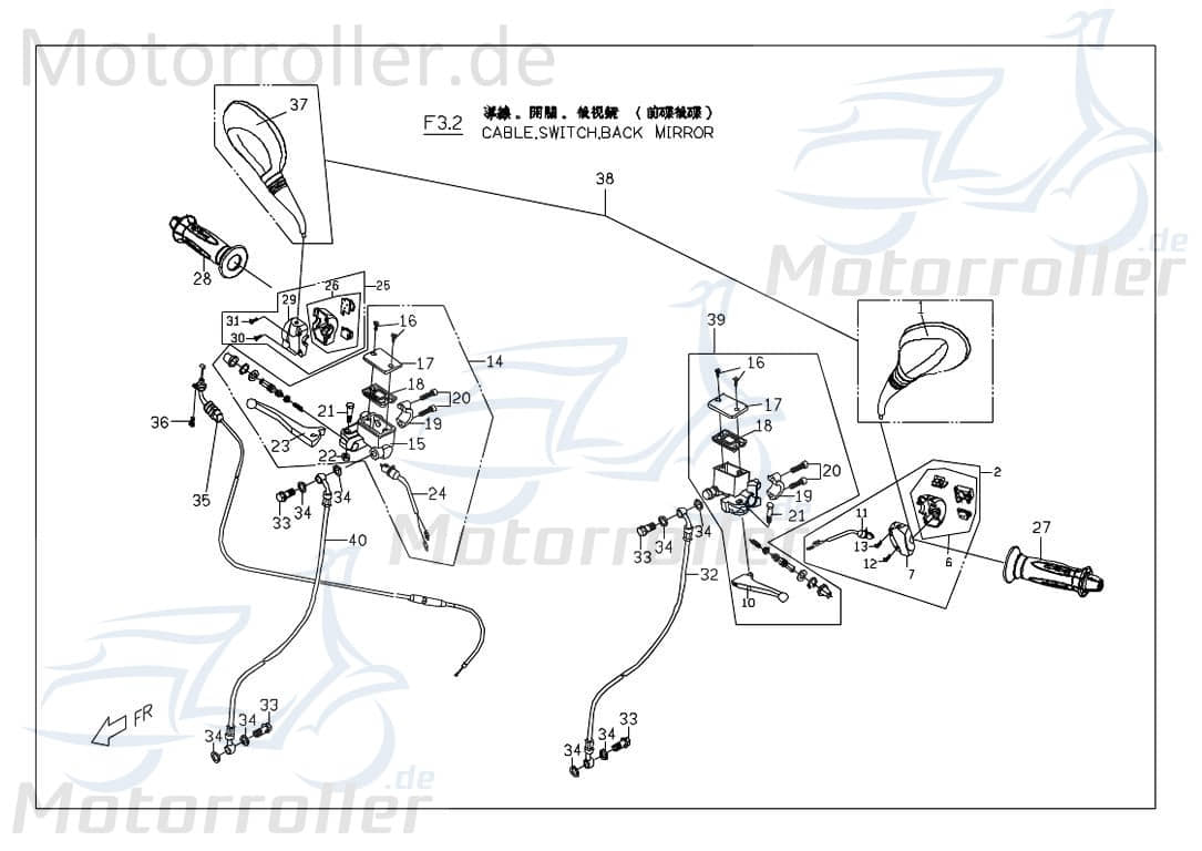 PGO Bremsschlauch vorn G-Max 50 Bremsleitung 50ccm 2Takt Motorroller.de Hydraulikschlauch Hydraulik-Schlauch Hochdruckleitung Hydraulikleitung Scooter
