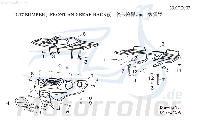 Aeon Overland 180 Scheinwerferverkleidung 180ccm 4Takt 50460-182-000 Motorroller.de Scheinwerfer-Verkleidung Lenker-Verkleidung Scheinwerferabdeckung