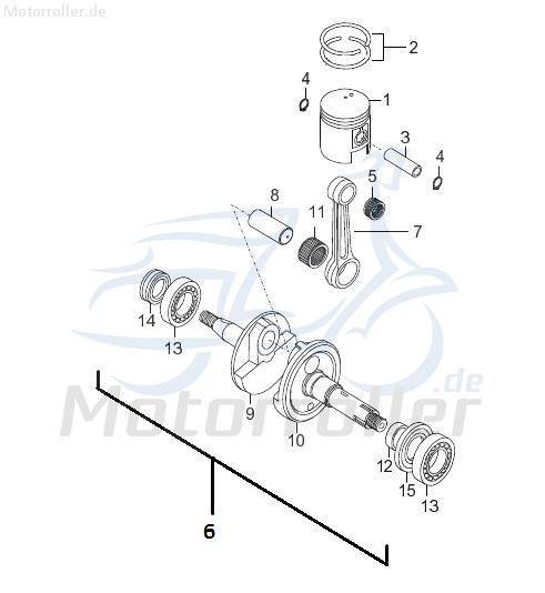 Eppella Eppelino 50 Kolbenbolzen 50ccm 2Takt FIG.-04-NO.-03 Motorroller.de Piston-Pins Kolben-Bolzen Pleuelbolzen Pleuel-Bolzen Pistonpin Pistonpins