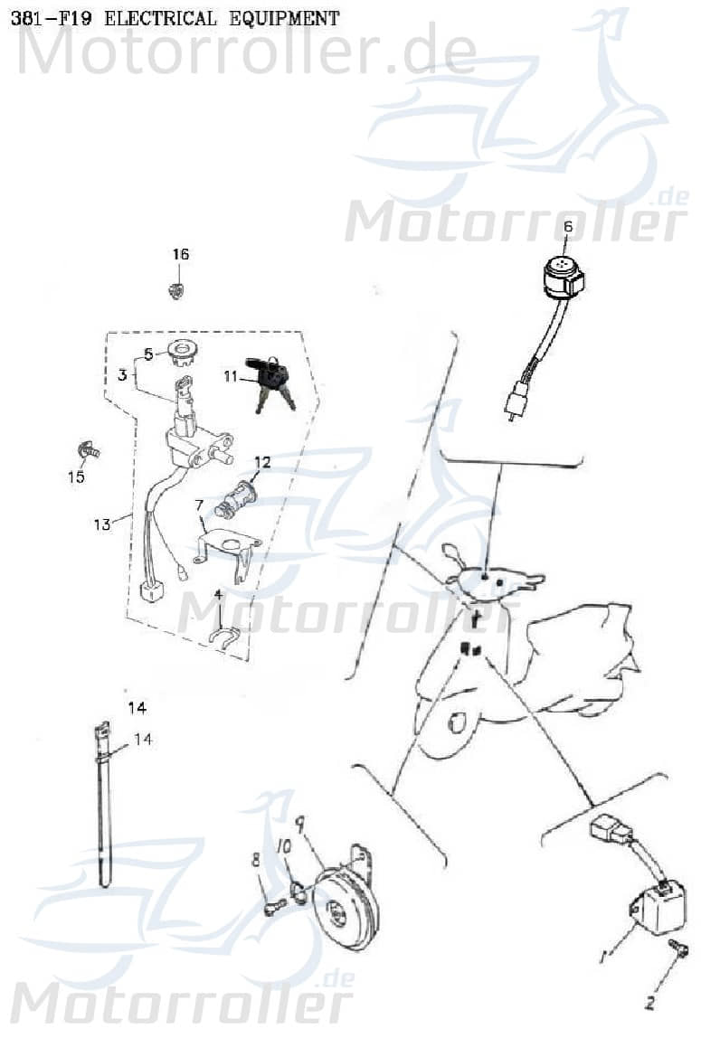 Adly Sitzbankschlossaufnahme Blizzard GTA 50 50ccm 2Takt Motorroller.de 50ccm-2Takt Scooter Panther 50 Ersatzteil Service Inpektion Direktimport