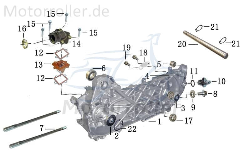 AGM Fighter 50 One Motorgehäuse 50ccm 2Takt CQJ-26111B09F001 Motorroller.de links 12Zoll Motordeckel 1E40QMB Scooter Fighter 50 Sport Ersatzteil