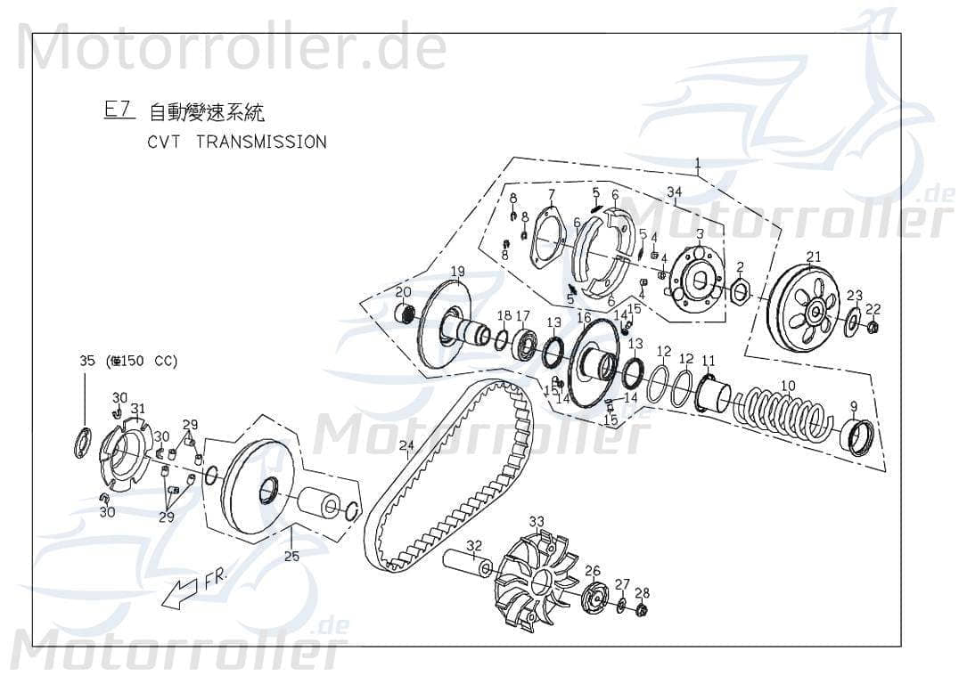 PGO Kupplung Wandlereinheit T-Rex 125 Roller 125ccm 4Takt Motorroller.de Fliehkraftkupplung Fliehkraft-Kupplung Variomatik-Kupplung Nockenscheibe