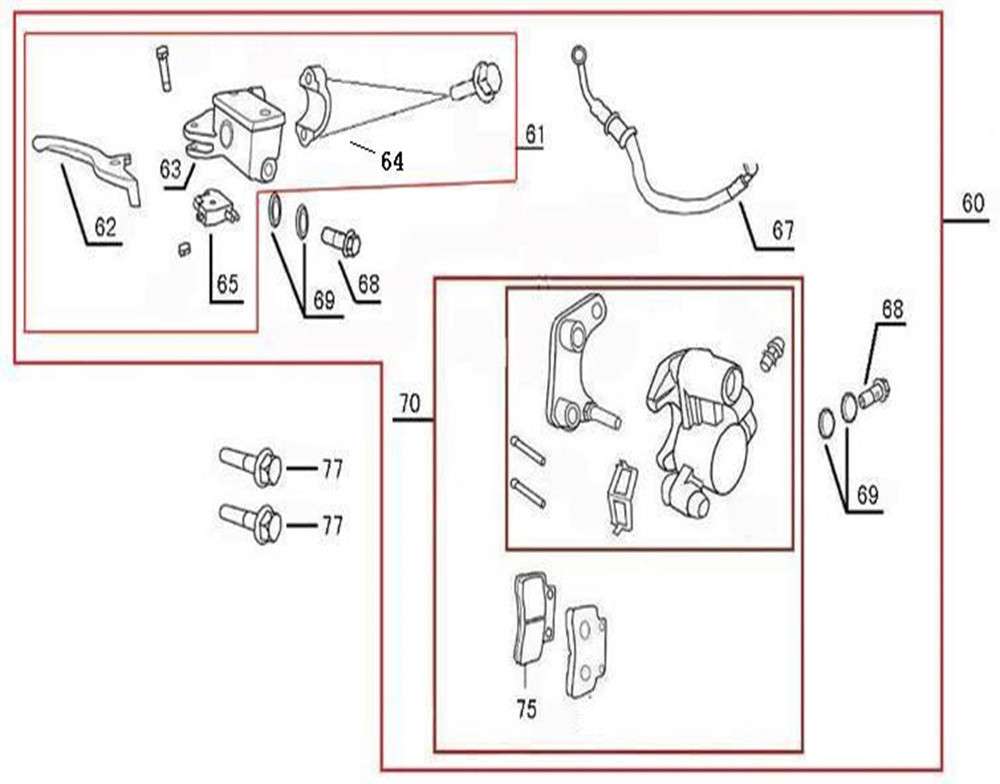 AGM GMX 460 Sport Bremssattel  1-Kolben  50ccm 4Takt 45200-B08-E000 Motorroller.de Bremszange Brems-Zange Brems-Sattel Bremshalterung Bremsblock Brems