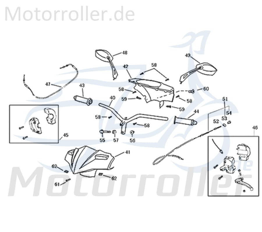 Rückspiegel links Kreidler Florett 2.0 50 City 741002 Motorroller.de Seitenspiegel Galactica 3.0 LC RS Original Ersatzteil Scooter