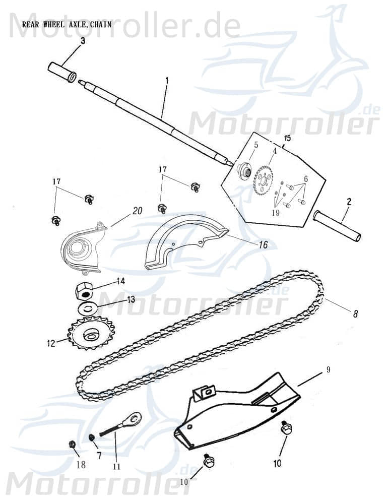 Adly Distanzbuchse rechts Hülse Distanzhülse Quad 50ccm 2Takt Motorroller.de Distanzring Distanz-Hülse Passhülse Passbuchse Minarelli liegend ATV UTV
