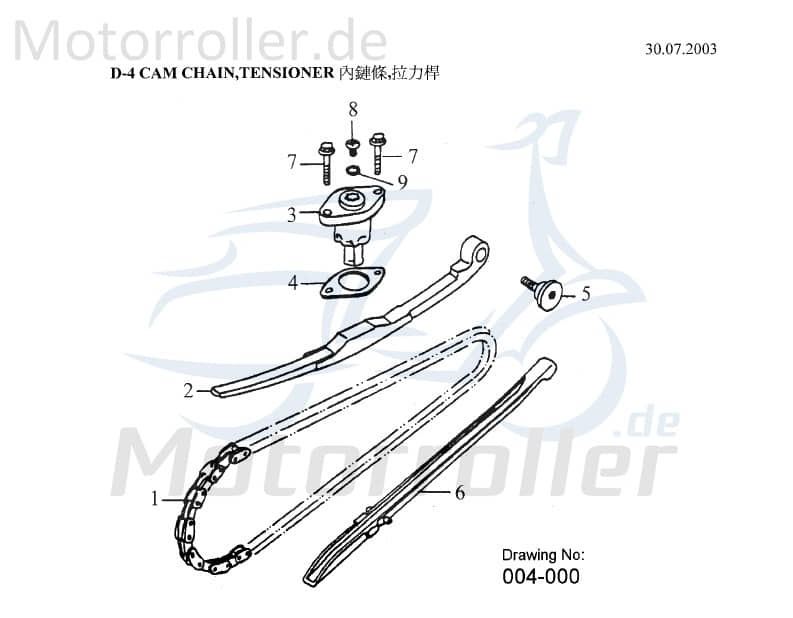 AEON Steuerkettenspanner Overland 180 Quad ATV 180ccm 4Takt Motorroller.de Spannvorrichtung Kettenspannvorrichtung Ketten-Spanner Spann-Vorrichtung