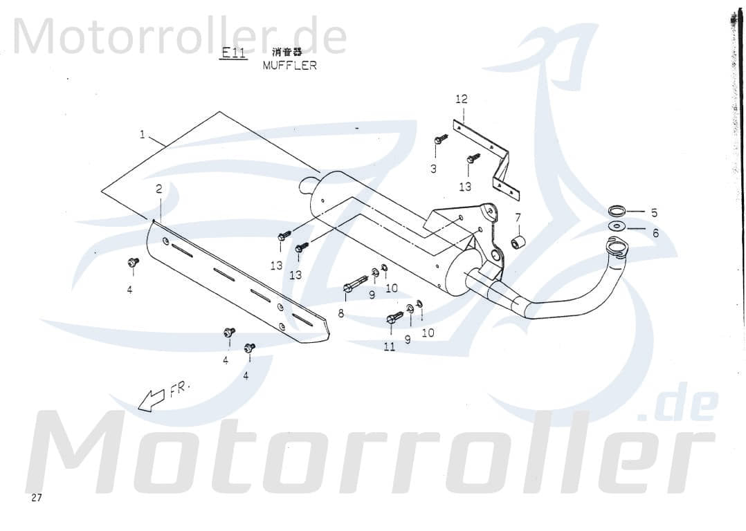 PGO Auspuff 50ccm-2Takt Big Max 50 Endschalldämpfer Endtopf P12810000001 Motorroller.de Auspuffanlage Auspuff-Anlage Auspufftopf Auspuffendtopf Mokick