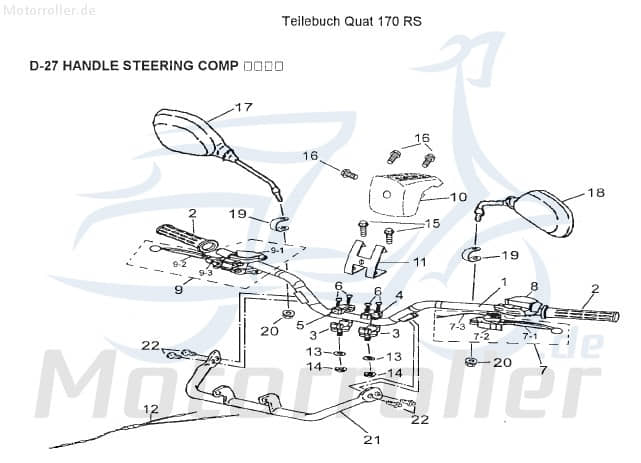 AEON Schalterarmatur Cobra 180 RS Bedienelement 180ccm 4Takt Motorroller.de Kombischalter Schaltereinheit Schalterelement Lenker-Schalter 125ccm-4Takt