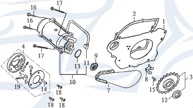 Anlasserfreilauf 50ccm 2Takt 23570-CGE-00 Motorroller.de Anlasser-Freilauf Starterkupplung Elektrostartfreilauf E-Starterfreilauf