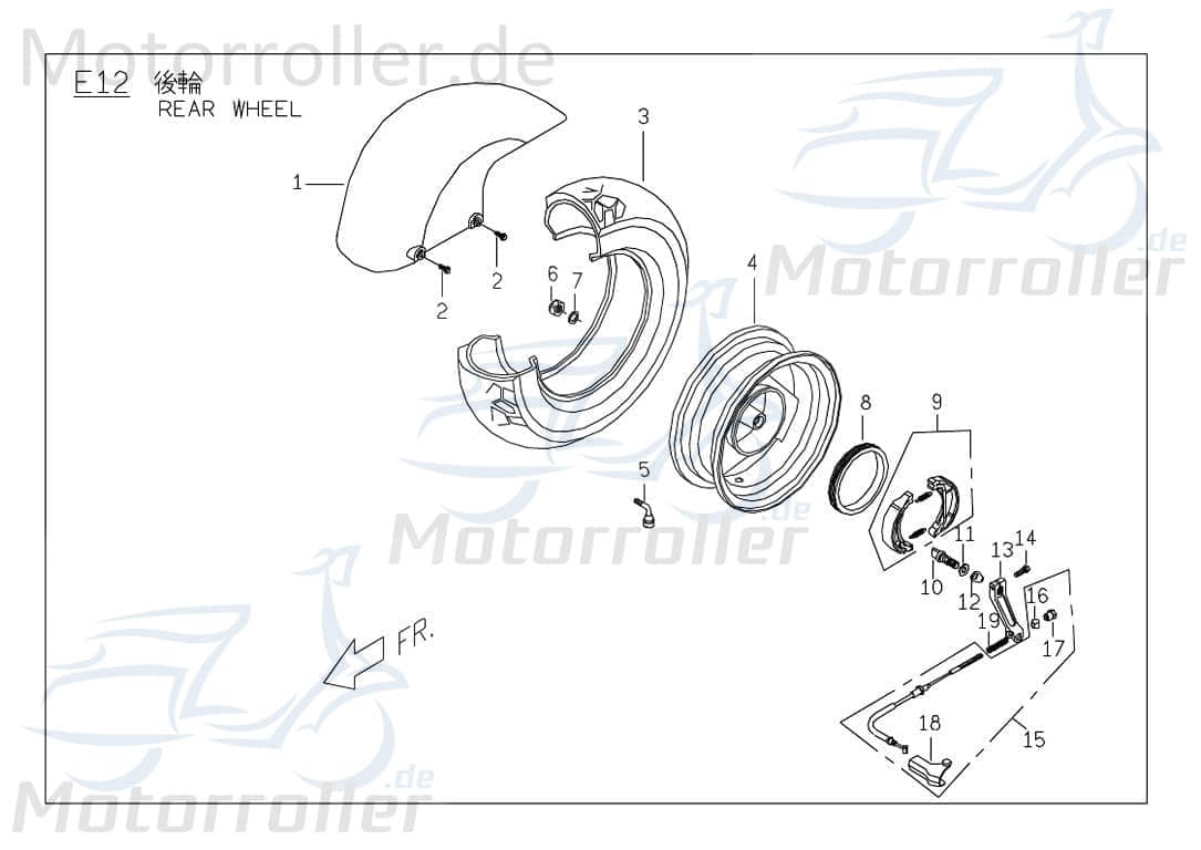 PGO Kotflügel hinten schwarz Ligero RS 50 Spritzschutz P56340006501 Motorroller.de Schutzblech Schutz-Blech Radabdeckung Innenkotflügel Radlauf Mokick