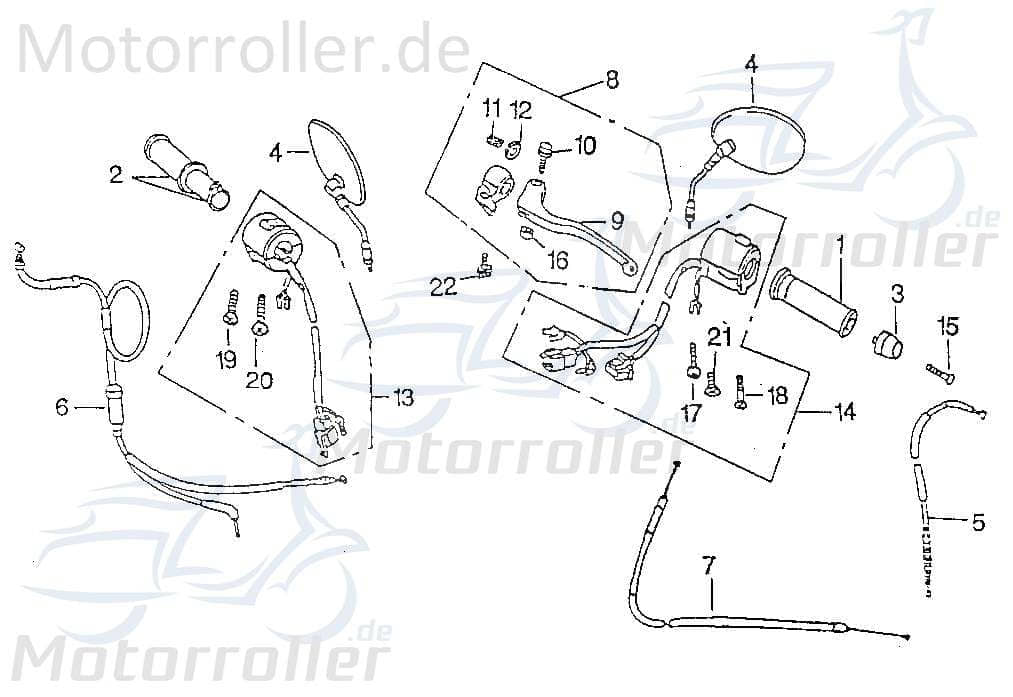 SMC Chopper 125 Chokezug Roller 125ccm 4Takt 61720-CHP-00 Motorroller.de Chokekabel Chokedrahtzug Minarelli liegend Scooter Ersatzteil Service