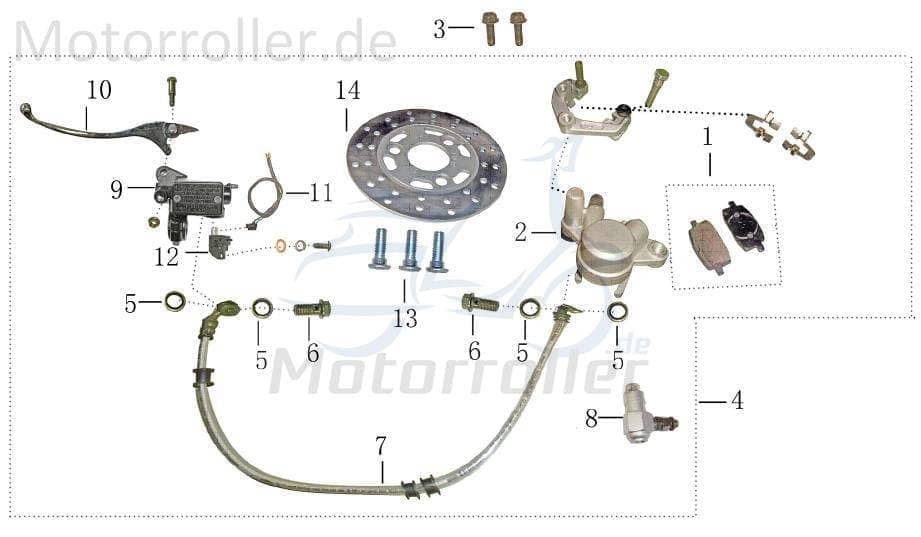 Bremsleitung vorn gummi 900mm für ABS BT24029