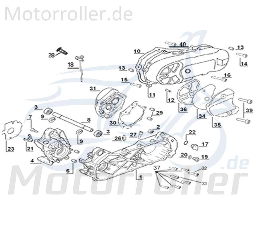 ZNEN Galactica 3.0 LC 50 DD Getriebegehäuse 50ccm 2Takt 21201-EQ5B-9010 Motorroller.de Scheibenbremse Kurbelgehäuse Getriebe-Deckel Getriebedeckel
