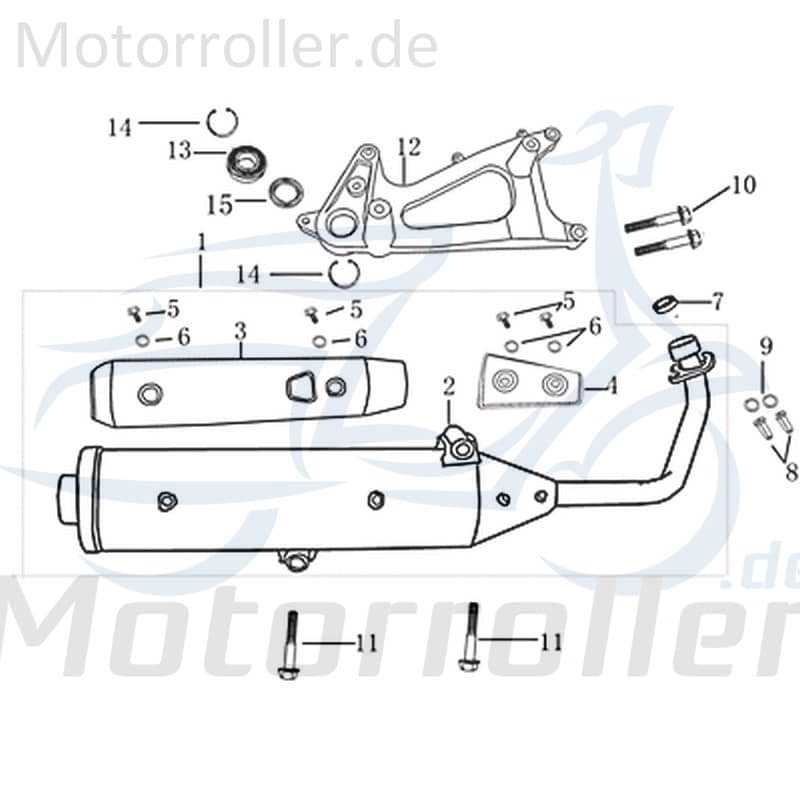 Kreidler Martinique 125 Aufhängung Auspuff 125ccm 4Takt 702506 Motorroller.de Halterung 125ccm-4Takt Scooter Ersatzteil Service Inpektion Direktimport