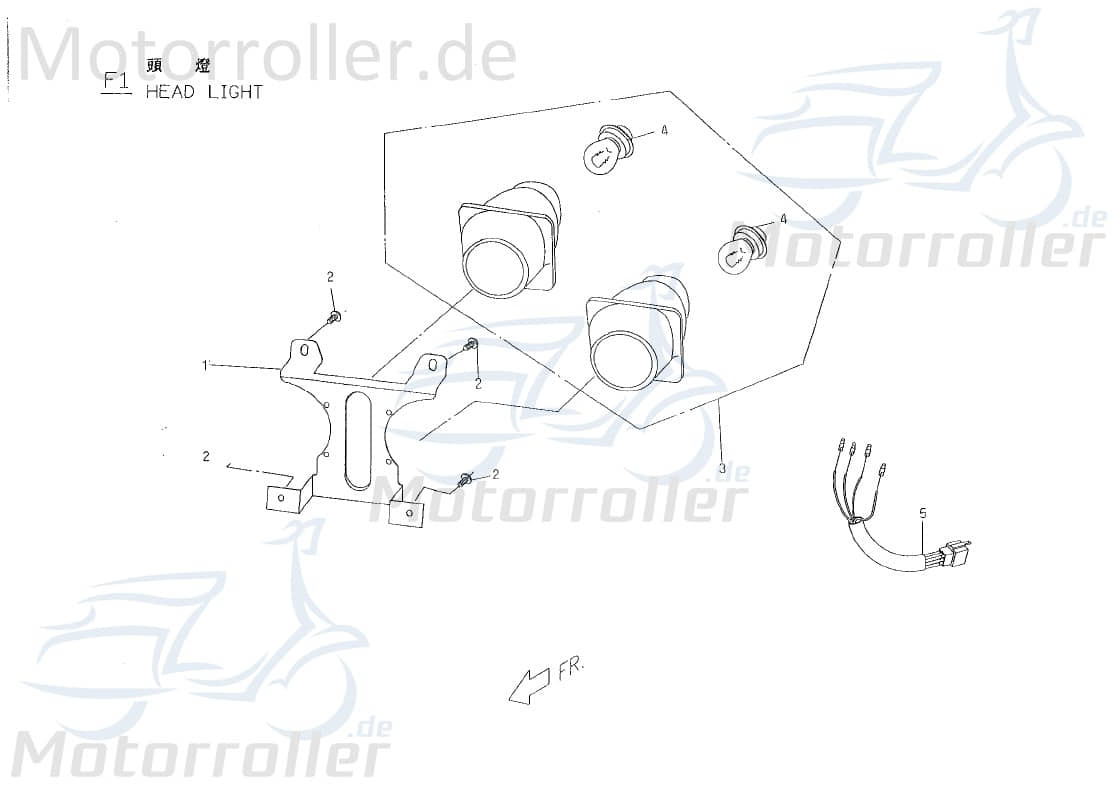 PGO Tornado 50 Halter Scheinwerfer Befestigung Halterung 50ccm 2Takt P1665010000 Motorroller.de Haltebügel Halteblech Halte-Blech Halte-Bügel Scooter
