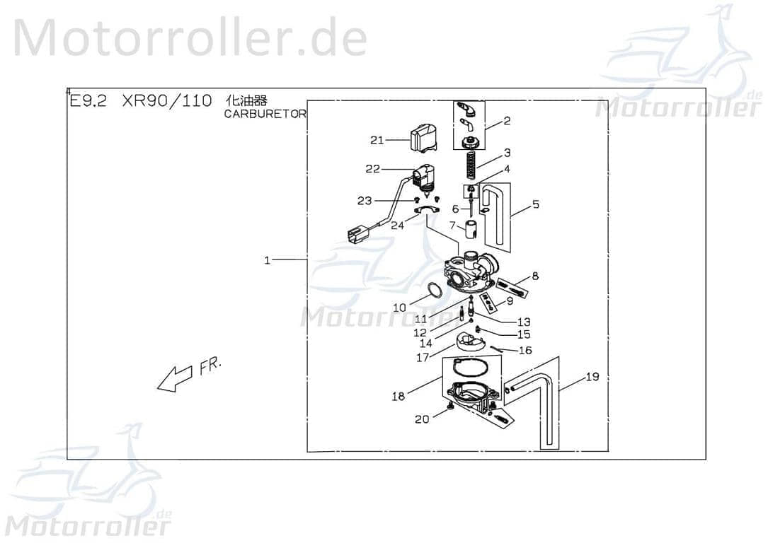 PGO X-Rider 90 Vergaser 16mm Quad 50ccm 2Takt P91510010001 Motorroller.de Schwimmer-Vergaser Carburetor Carburateur Benzin-Vergaser Vergaseranlage ATV
