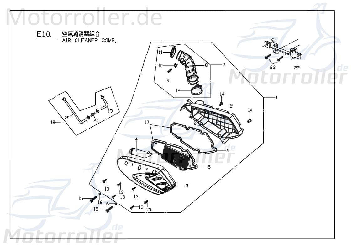 PGO Ansaugrohr Luftfilter Bugrider 250 Buggy 250ccm 4Takt Motorroller.de Saugleitung Luftzufuhr Luftansaugrohr Ansaugleitung Ansaug-Rohr Luft-Zufuhr