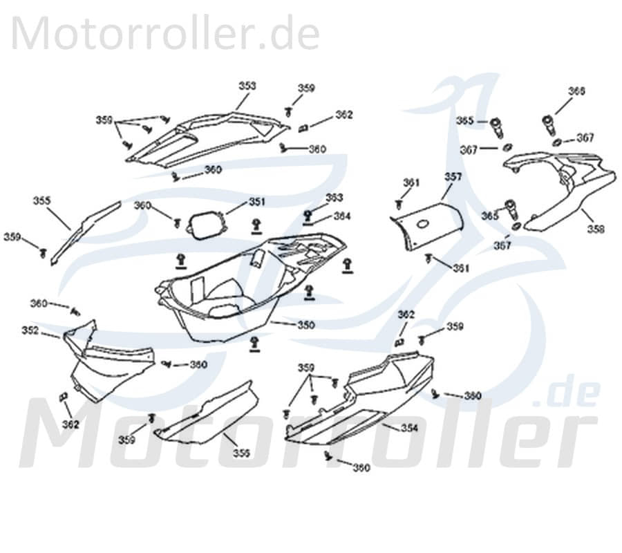 Kreidler Florett 2.0 City 50 Heckverkleidung rechts grau metallic 740993 Motorroller.de Heckabdeckung Seitenverkleidung Sitzbankverkleidung